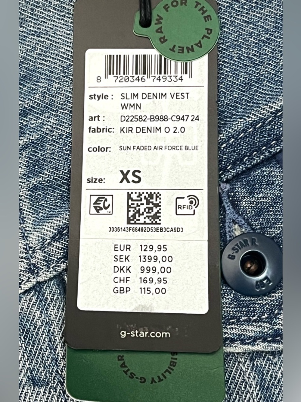 G-Star Raw Women’s Slim Sun Faded Air Force Light Blue Denim Vest w Pockets XS - Picture 4 of 16